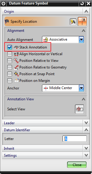 Where are the settings to connect a leader line to a symbol (see